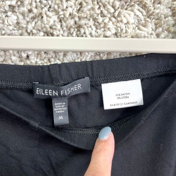 Eileen Fisher Leggings Women's Medium Black Lightweight Knit Pull-On - Picture 2 of 5